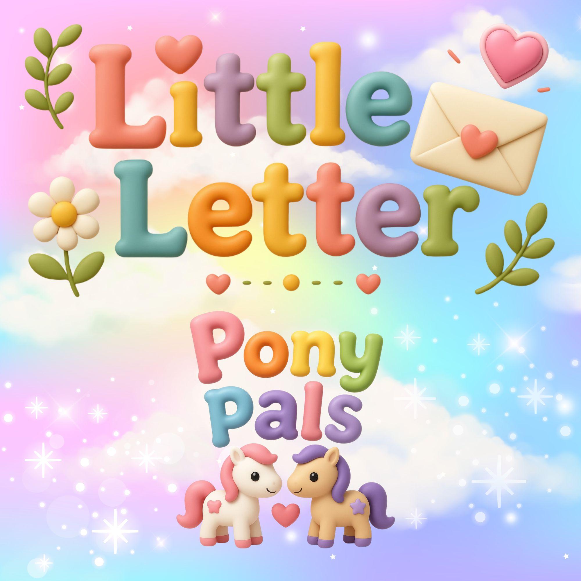 Colourful Little Letter Pony Pals artwork with a magical envelope and two friendly ponies